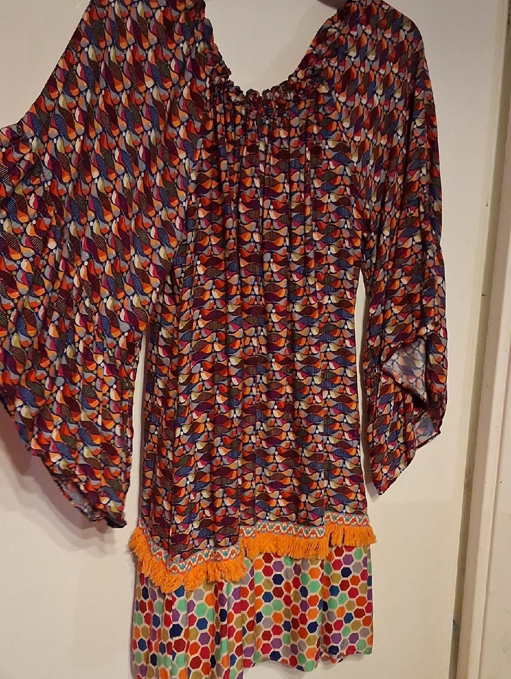 Uncle Frank Mini Dress Size Medium BIRD Dress With Fringe And Embroidery